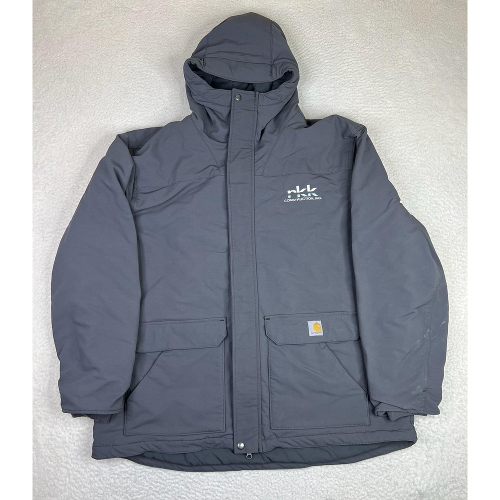 Carhartt Super‎ Dux Coat Mens XL Gray Hooded Insulated Work Parka OC5533-M